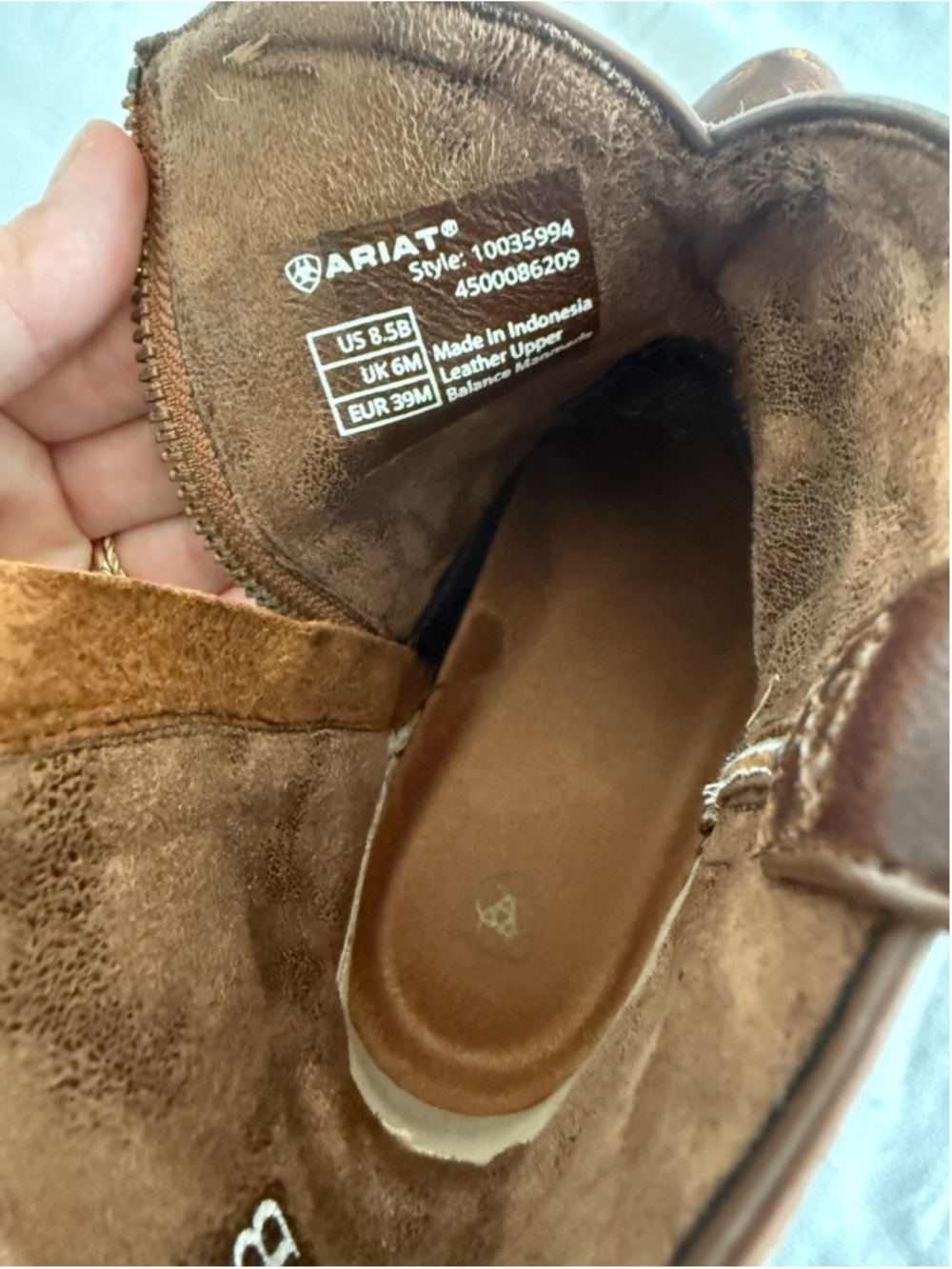 Women's Ariat Brown Leather Western Ankle Boots Size 8.5 - Picture 4 of 7